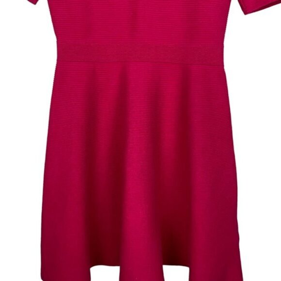 Trina Turk Women's Fuschia Pink Ribbed V Neck Fit Flare Sweater Dress US M - Picture 4 of 9